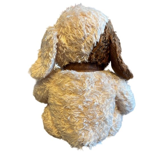 Kellytoy Puppy Dog Plush Kids 12" Tan Brown Sitting Stuffed Animal Brown Bow - Picture 3 of 10